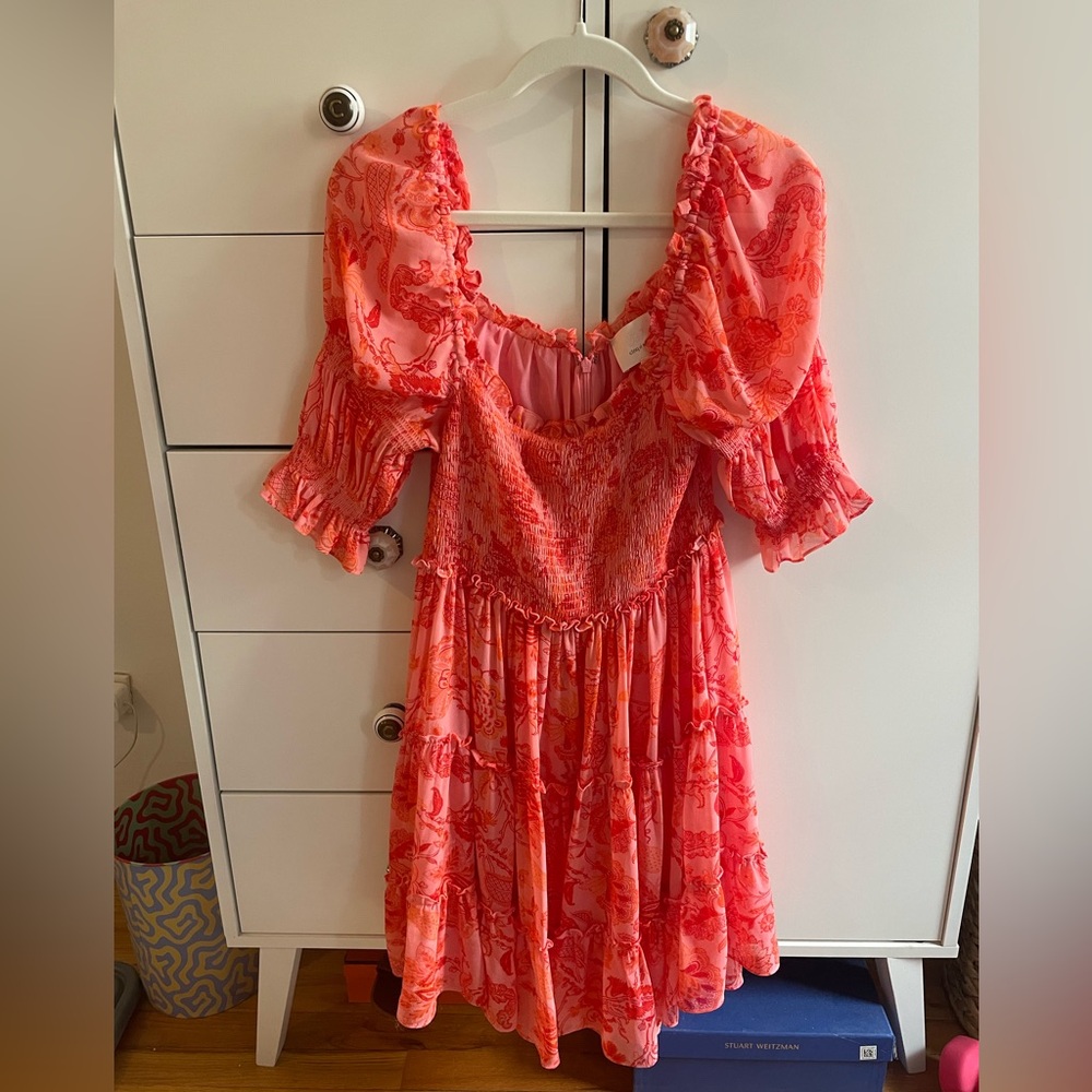 Cinq à Sept Coral and Tangerine Dress